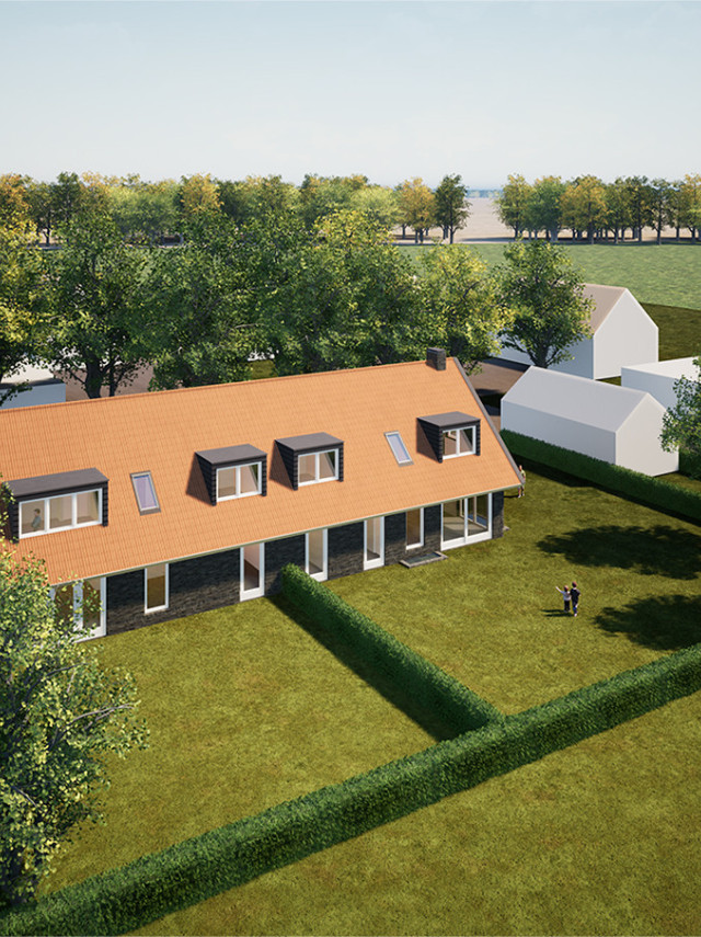 nieuwbouw schuurwoning, landelijk wonen, twee-onder-één- kap woning, schuurwoning